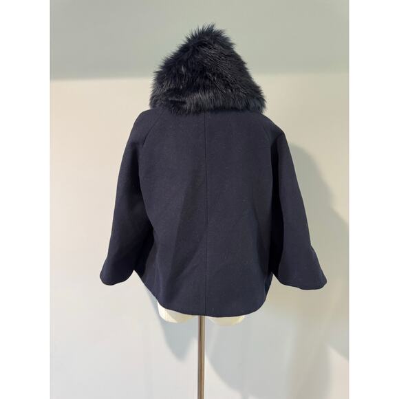 Tahari Black Capelet Jacket with Removable Faux Fur Collar - Size Small/Medium - Picture 3 of 7